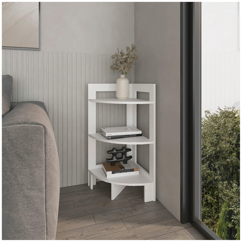 Corner Shelf with 3 Shelf, White