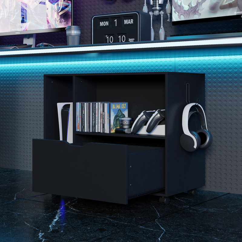 31.5'' W Mobile File Cabinet Under Table Game Cabinet With Hook