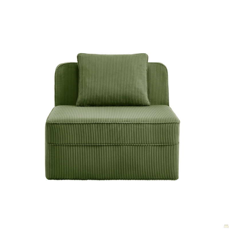 Canapé sans accoudoirs avec coussin en velours côtelé, Vert
