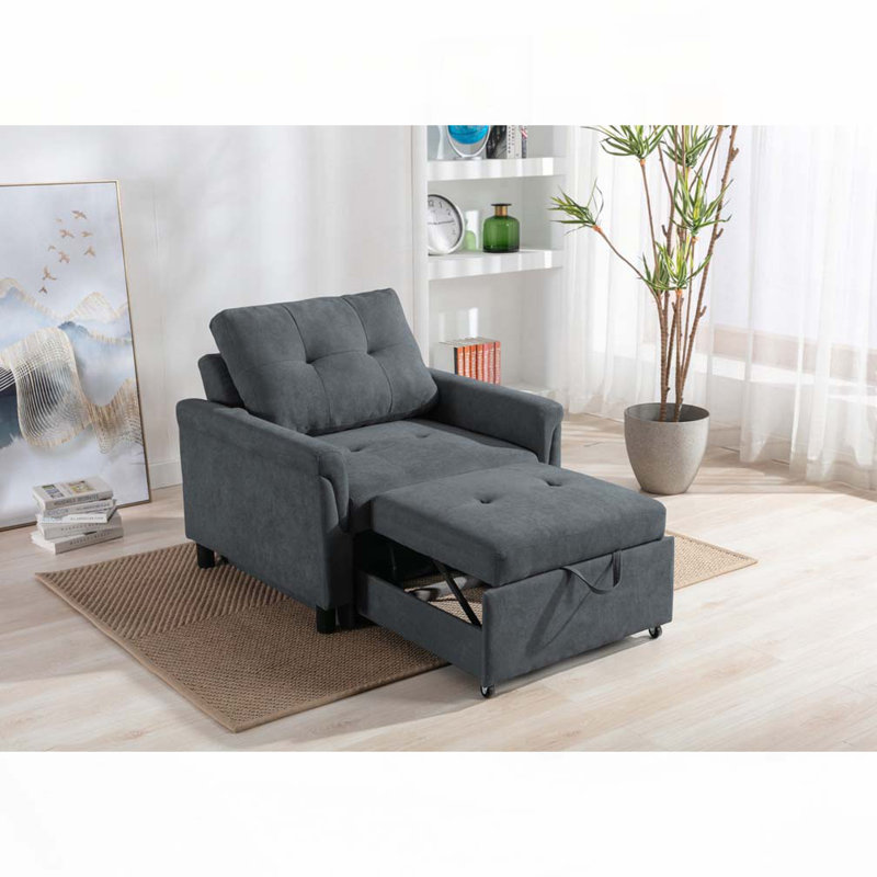 Fauteuil convertible tissé, Gris foncé