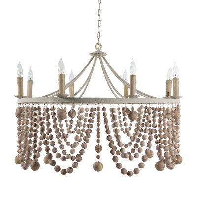 Lustre en roue de chariot à 8 lumières avec détails perlés Madeleine