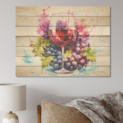 Grape Elegantburgundy Wine II - impression de vin sur bois