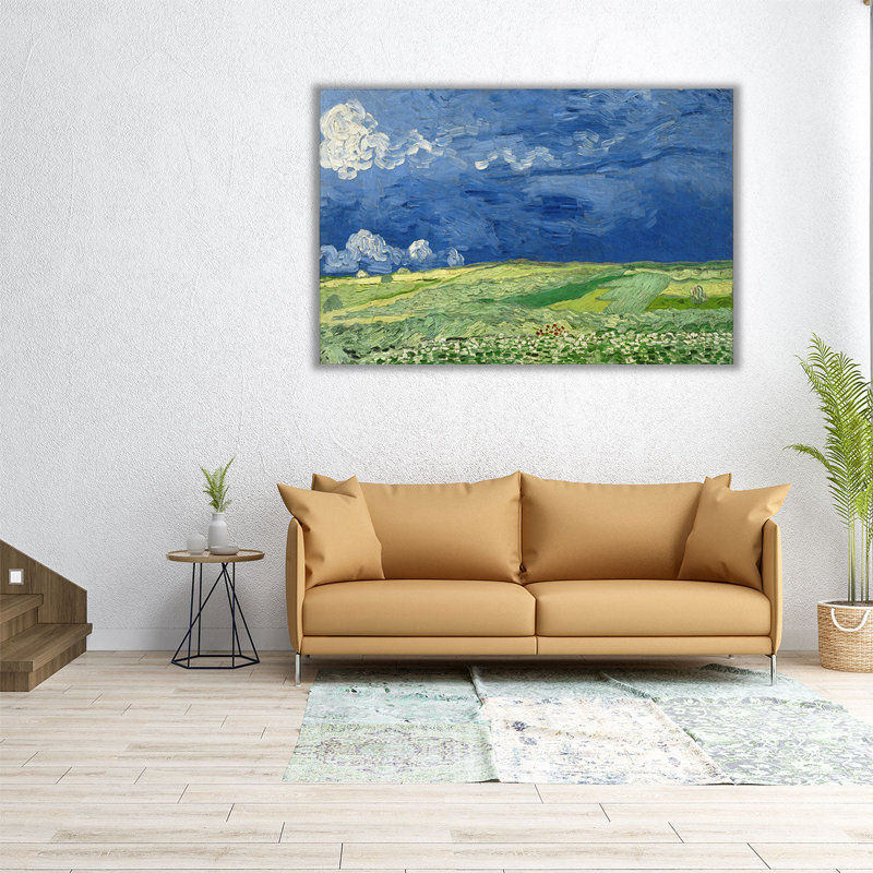 Wheatfield Under Thunderclouds, 1890 - reproduction d'art sur toile, H 20 po x l 30 po