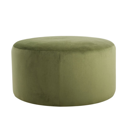 Olive Velvet Round - 16.4 Inches Tall, 30.15 Wide, Work As Footrest Or Side Table, Comfort And Luxury Style Act Table Footrest, Modern Sophisticated Look