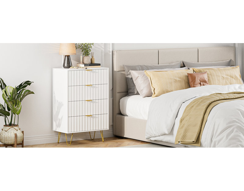 Armoire en bois 4 tiroirs, Blanc