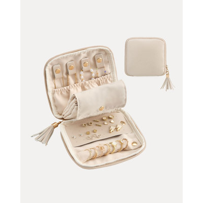 Small PU Travel Jewelry Soft Pouch with Multi Comppartments