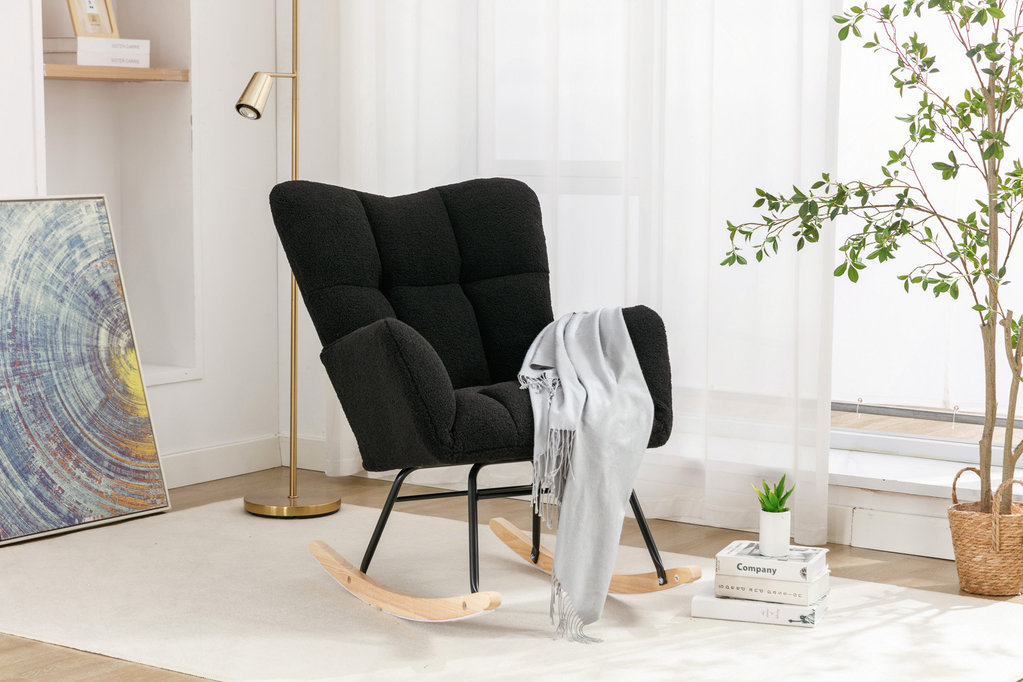 George Oliver Rocking Chair, Teddy Fabric Rocking Gilder Nursery Chair ...
