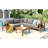 4 Pieces Outdoor Acacia Wood Sofa Set, Woven Mesh Armrests, L-Shaped Patio Furniture Sofa Set With Coffee Table, Outdoor Conversation Set With Cushions And Side Table-129691555-129691554