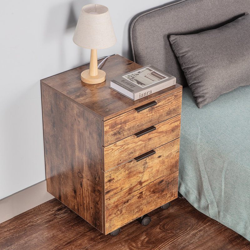Horace 3-Drawer Vertical Filing Cabinet, Rustic Brown