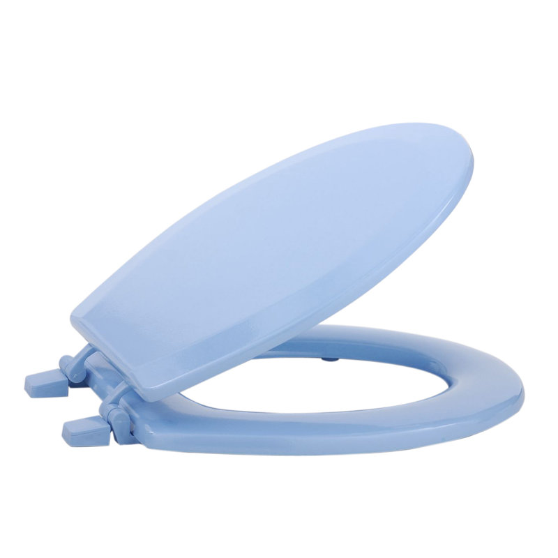 Fantasia Woven Trends Wood Toilet Seat for Bathroom with Lid Set, Aqua, 17" Standard