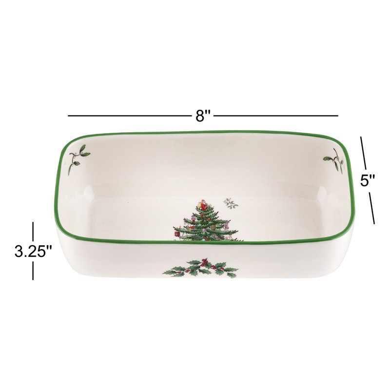 Spode Christmas Tree Cranberry Server With Slotted Spoon