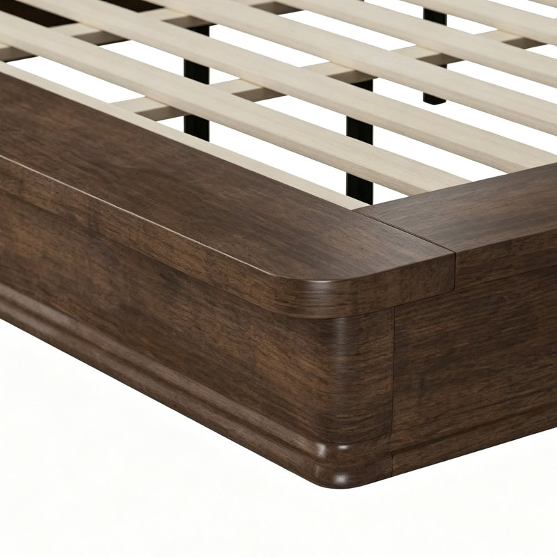 King Size Brown Platform Bed Frame