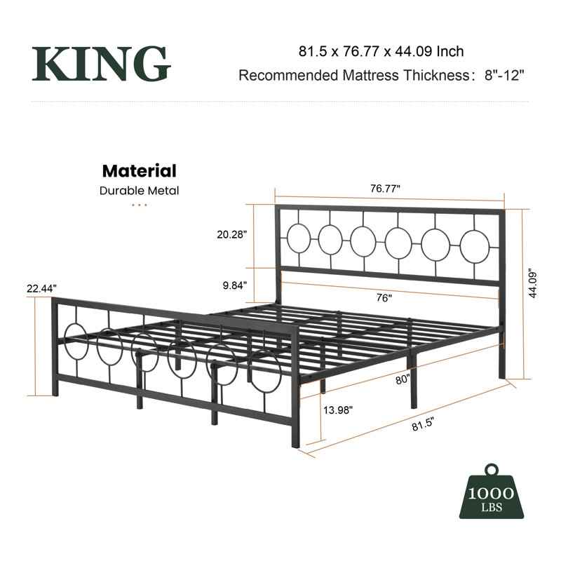 Wade Logan® Bloneva Metal Open-Frame Bed & Reviews | Wayfair