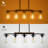 Linear Black Wooden Kitchen Island Pendant Light-403159131