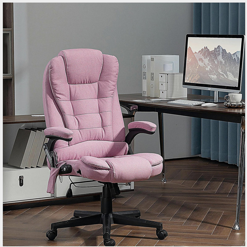 Chaise de bureau de massage vibrante à 6 points HOMcom, Rose clair