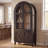 Tall Arched Farmhouse Storage Cabinet, Reversible 4-Door Kitchen Pantry with Glass & Rattan X Wood Doors, Adjustable Shelves, Display Cabinet for Kitchen Dining & Entryway-1804820636