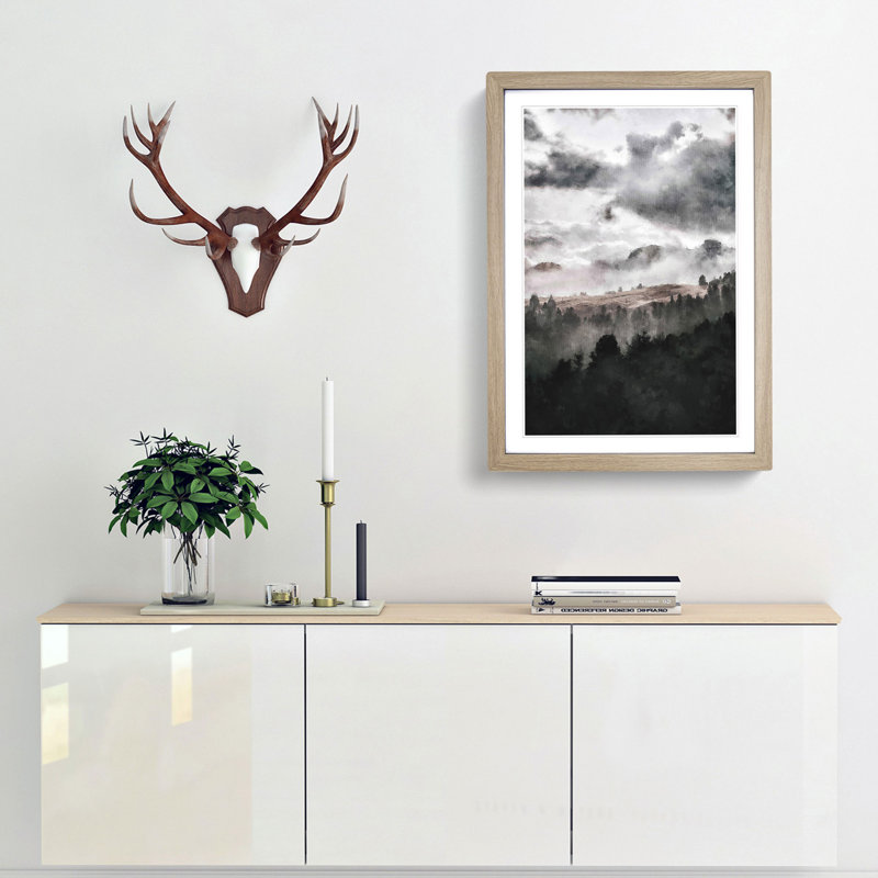 Mist over Wurzjoch in Italy - Picture Frame Painting Print, Oak Framed, 87cm H x 62cm W x 2cm D