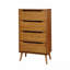 Commode 1 pièce avec tiroirs encastrés de style Mid-Century moderne avec pieds ronds fuselés et quatre tiroirs
