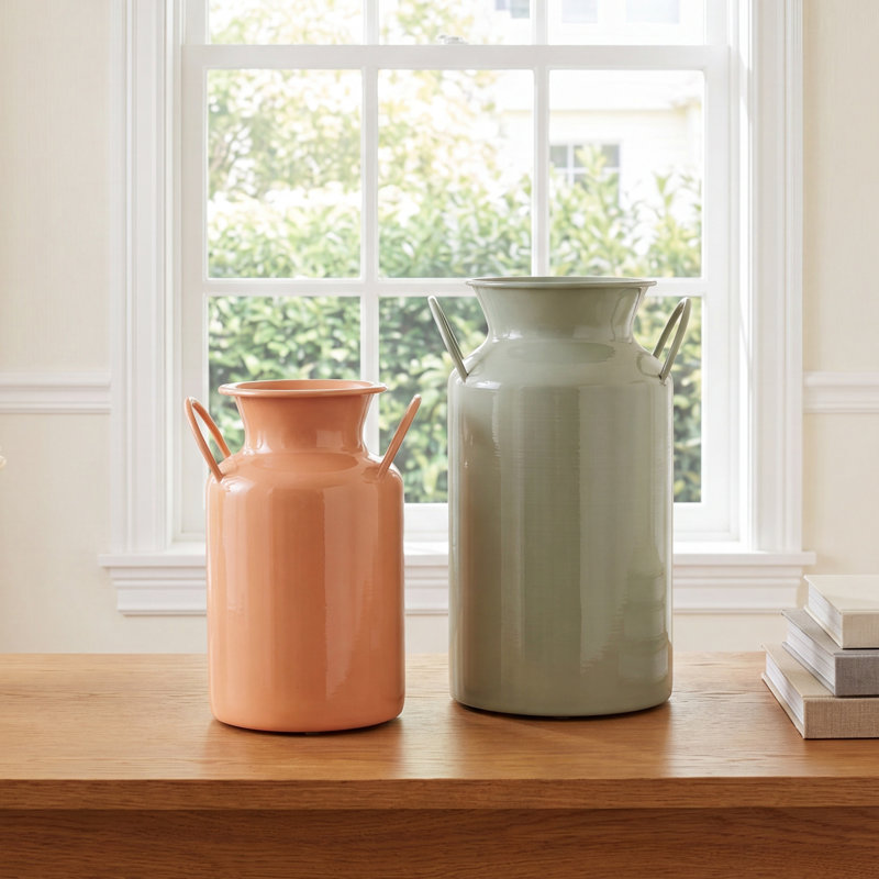 Hays Metal Jug Decorative Vase with Handles Set, Pink/Blue, Medium