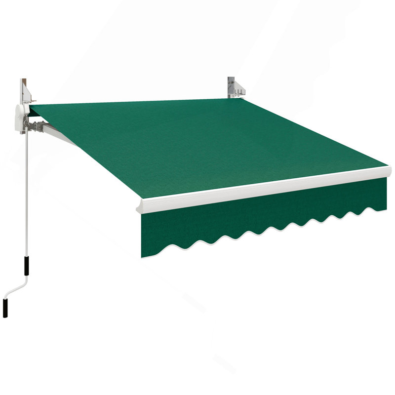 Auvent rétractable pour terrasse 8 pi x 7 pi, abat-jour manuel extérieur pour terrasse, vert