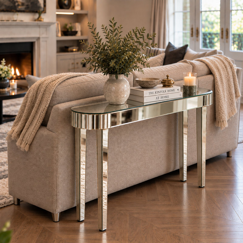 Aadan 120cm Silver Mirrored Console Table