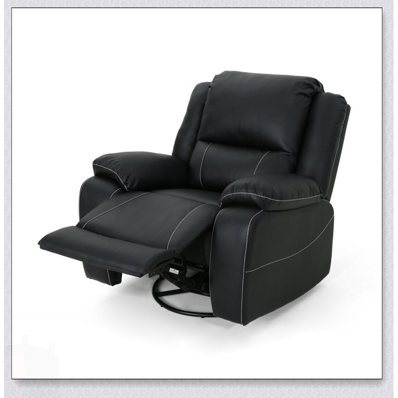 39 Inch Wide Faux Leather Manual Swivel Recliner For Ultimate Comfort And Versatility In Modern Living Spaces