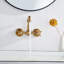 Robinet de lavabo de cuisine et de salle de bain mural avec double poignée en croix-105843358