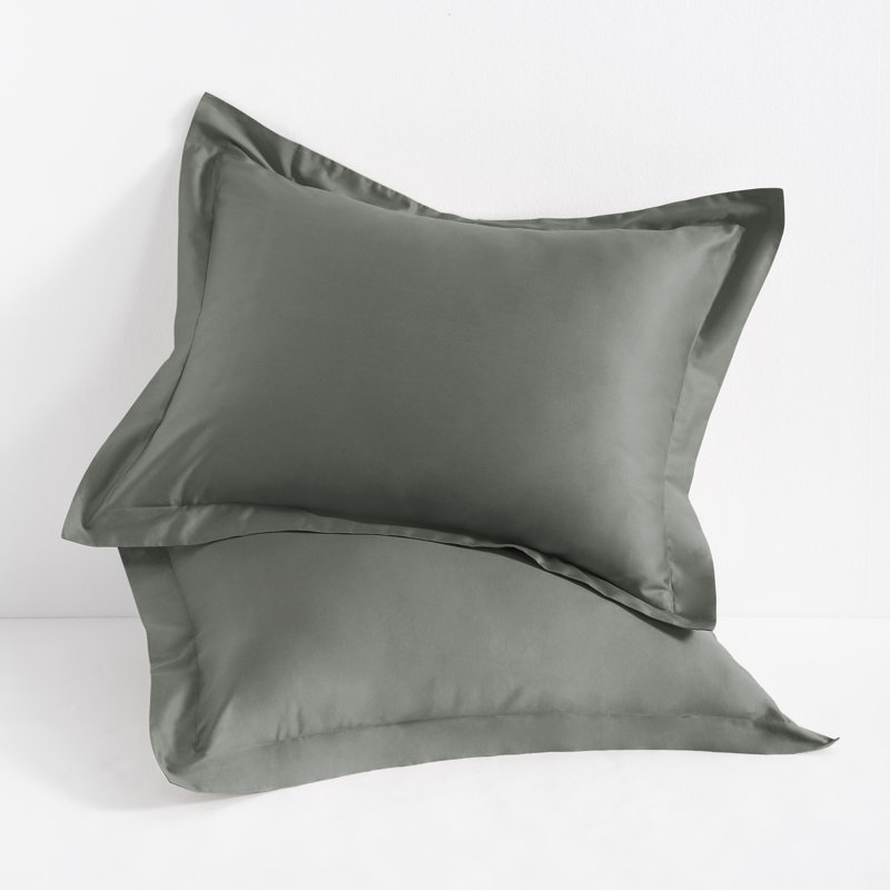 Taies d'oreiller carrées en satin de coton égyptien de qualité supérieure (500 fils/cm²) - NTBAY, Grand lit, Gris foncé