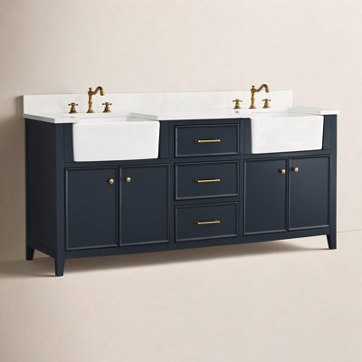 Aisa 72" Pine Double Bathroom Vanity
