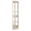 Meuble de rangement de coin en verre, blanc antique et verre Profondeur, largeur, hauteur 68,21 po