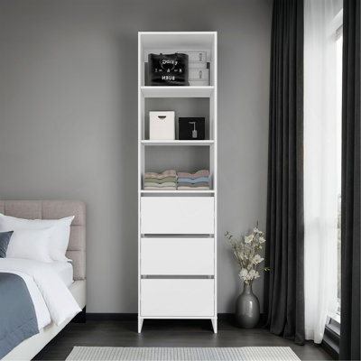 Placard Erie, 3 tiroirs, 3 tablettes, blanc