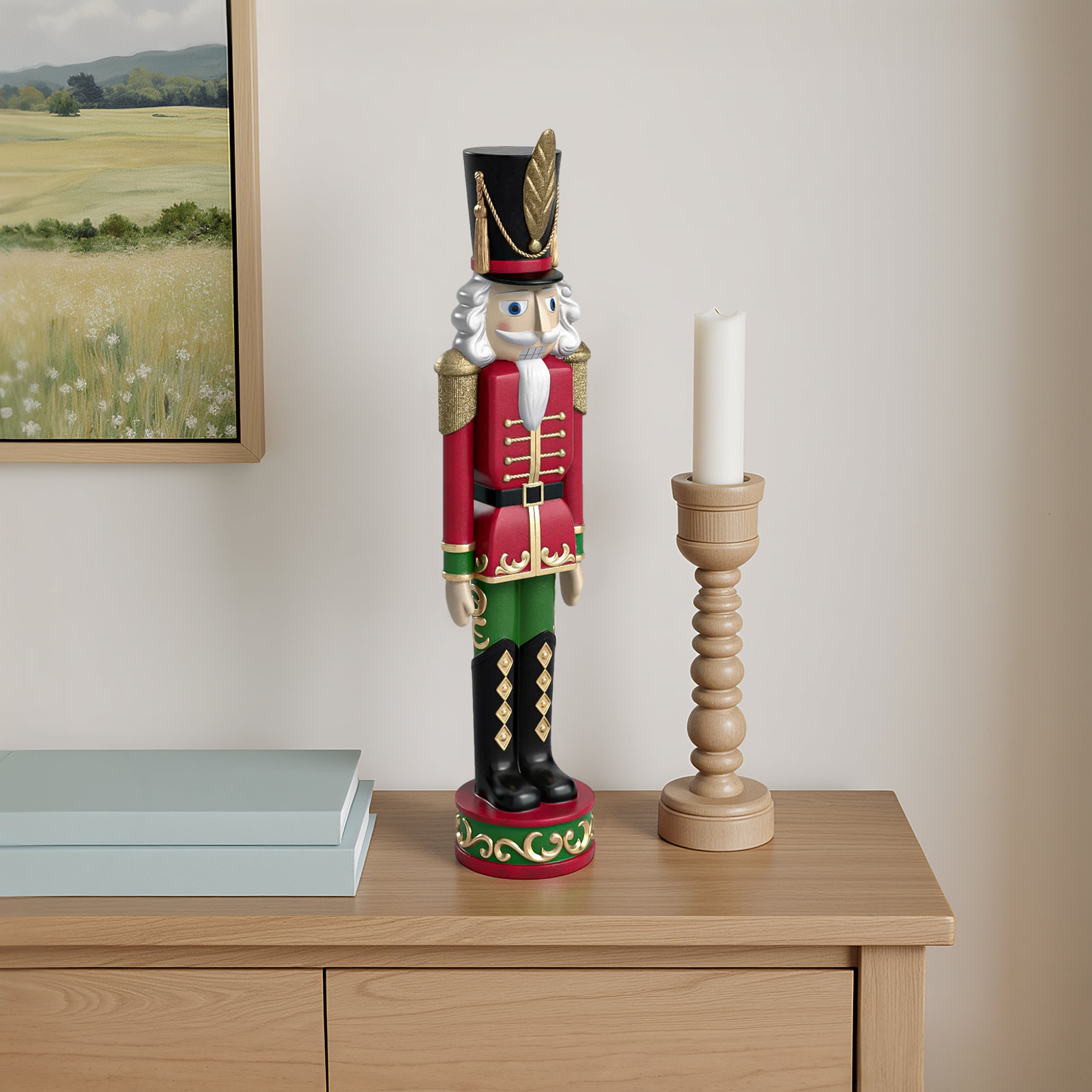 Christmas Nutcracker, 37.5" H x 9" W x 7.5" D, Green