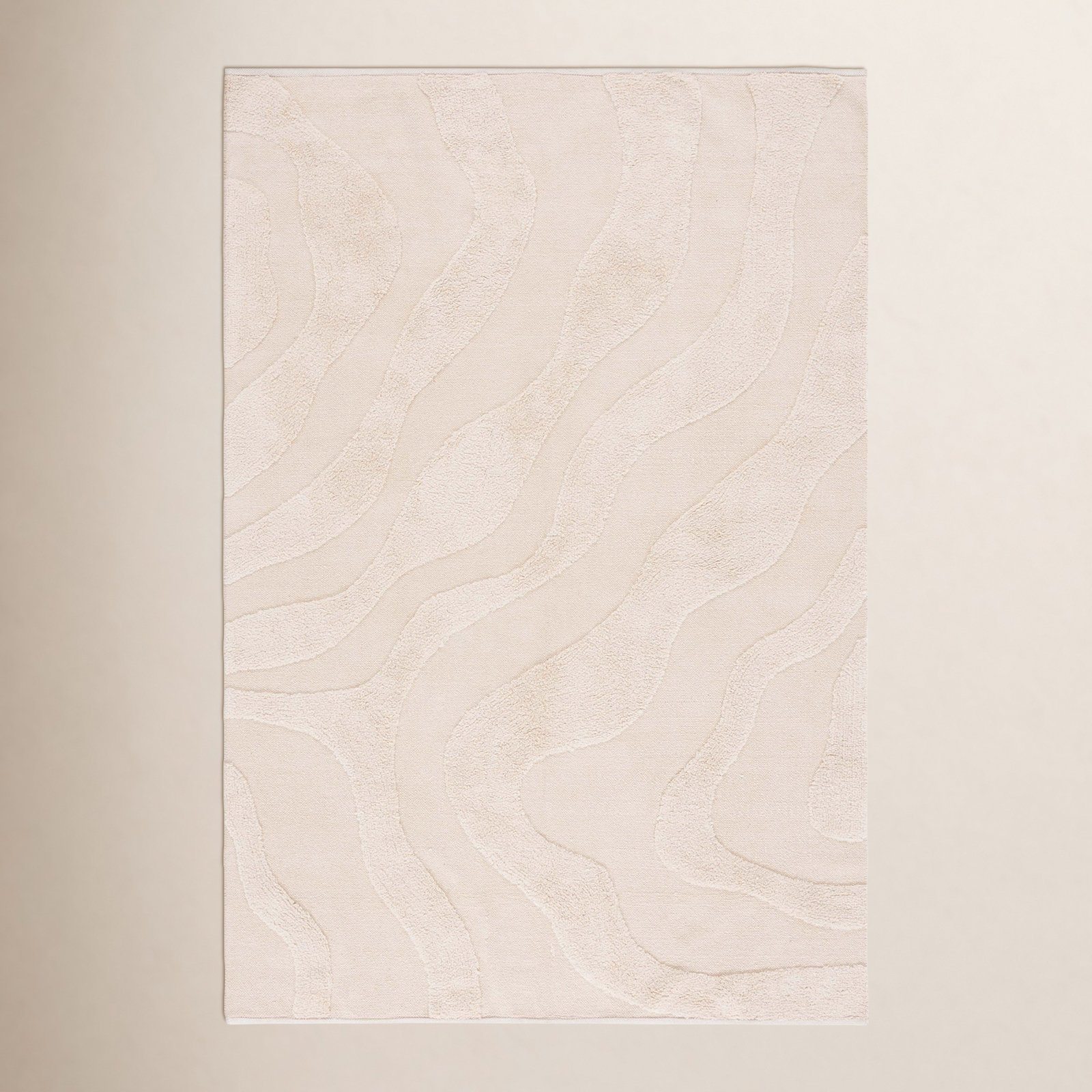Mozie Ivory Washable Hand-Woven Cotton Rug, Rectangle 6' x 9'