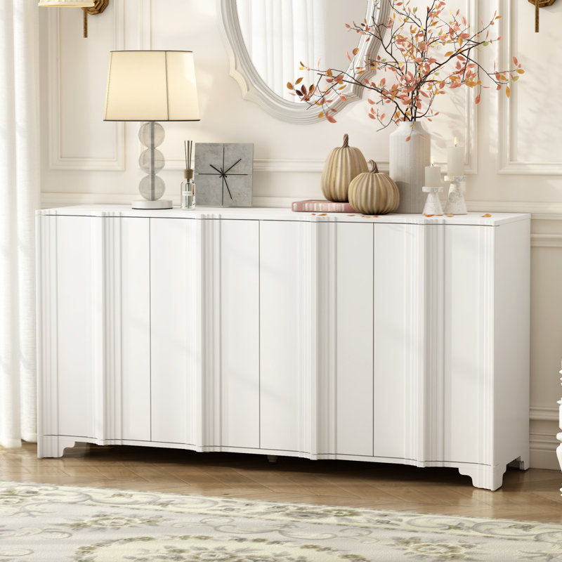 Solace 4-Door Sideboard with Adjustable Shelves, White