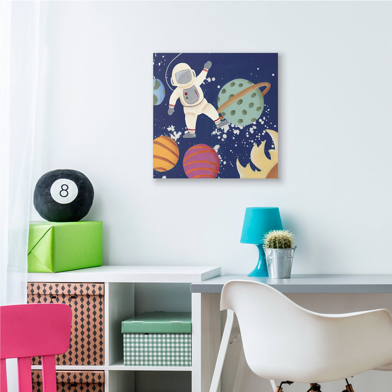 Astronaute ondulant ludique dans l'espace, Toile tendue, H 24 po x l 24 po x 1,5 po