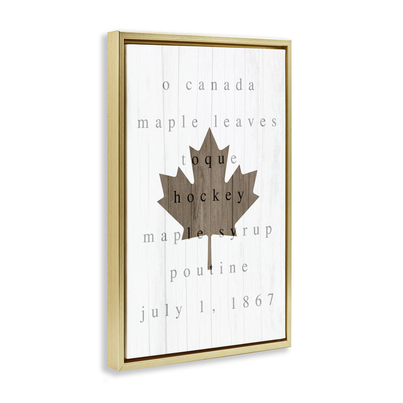 Canada History Maple Leaf Floating Frame, design by Lil' Rue, 25" H x 17" W, Metallic Gold Floater Frame