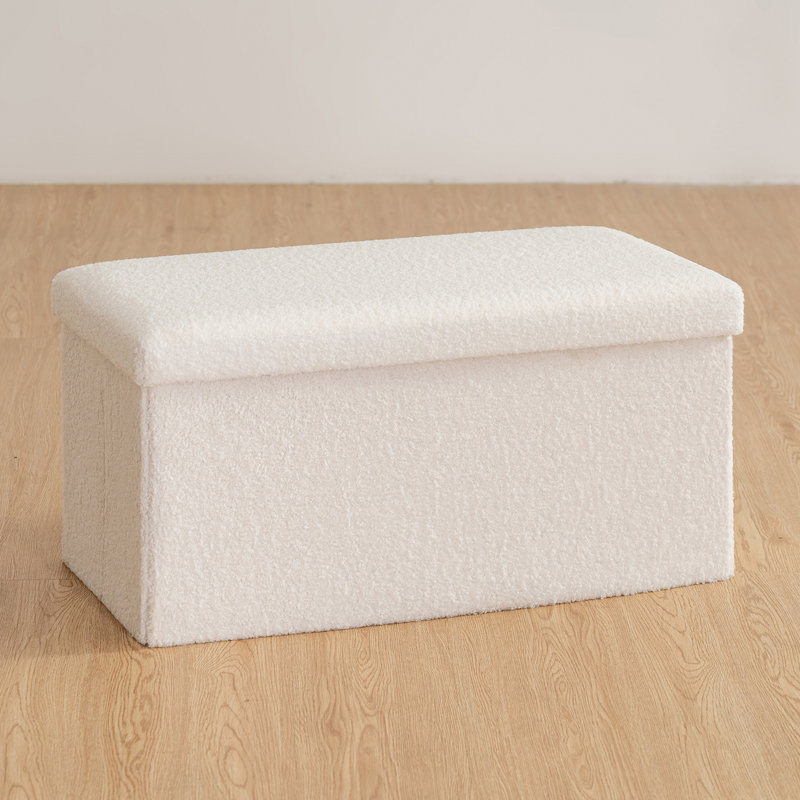 Repose-pieds pliant avec rangement, H 15 po x l 30 po x P 15 po, Blanc
