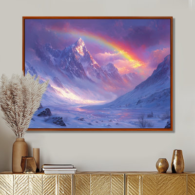 Arc-en-ciel et les montagnes enneigées III - art mural arc-en-ciel