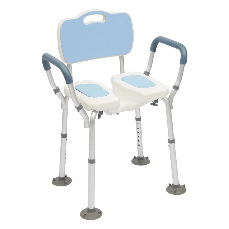 Chaise de douche réglable avec dossier et accoudoirs, siège de salle de bain robuste de 330 lb
