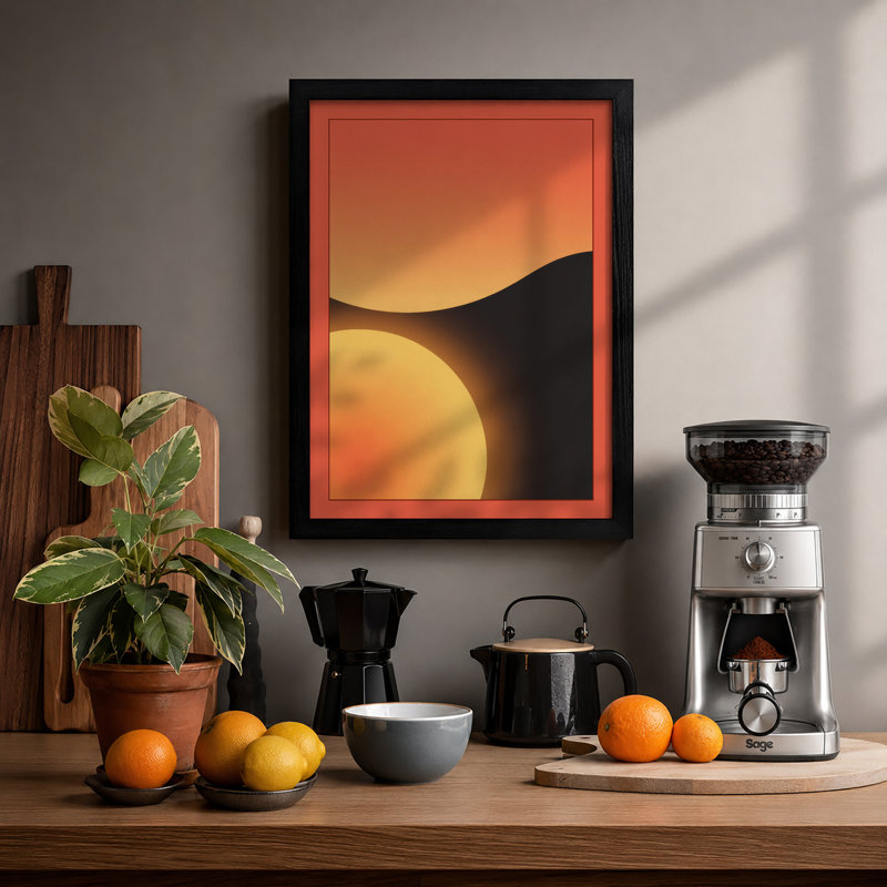 Glowing Sphere Minimalist - Print, A2 - 59.4 x 42.0 cm, Black