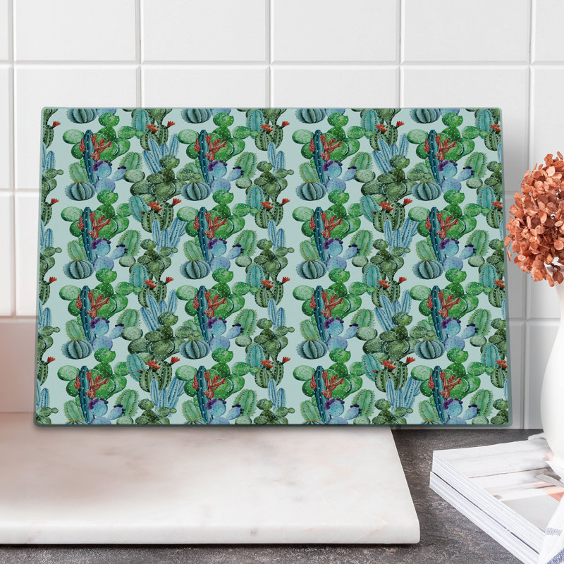 Ambesonne Cactus Cutting Board Large Size Hawaiian Summer Theme Multicolor