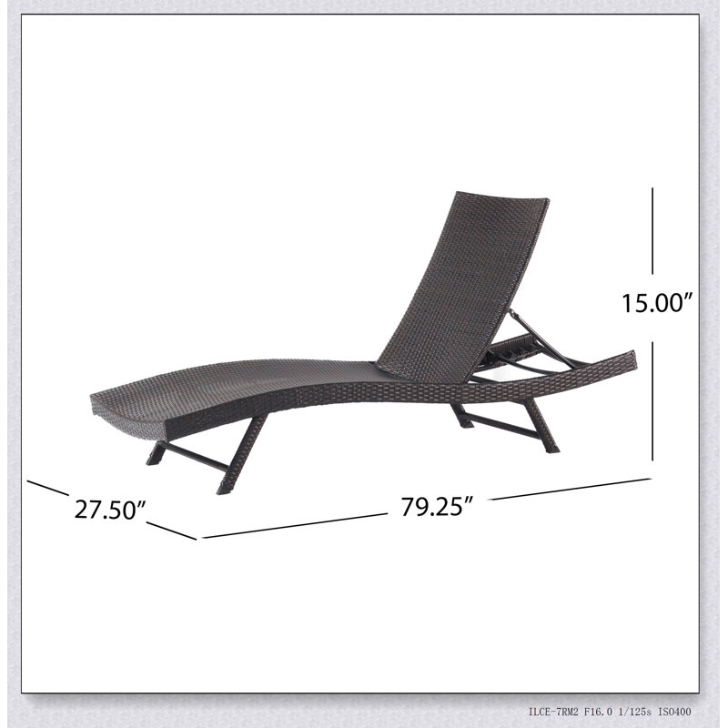 Cissiee Outdoor Armless Lounge Chair, Black