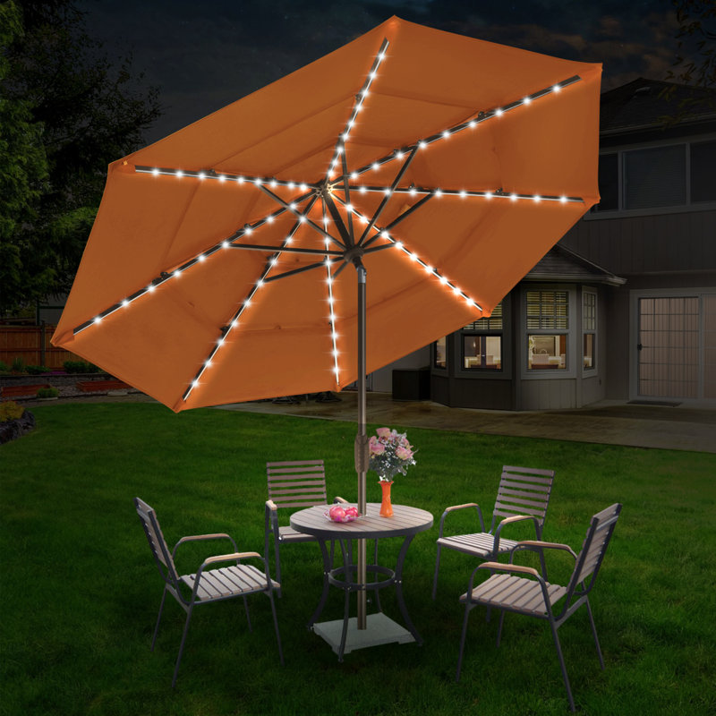 Parasol de marché lumineux 9 pi, rouille