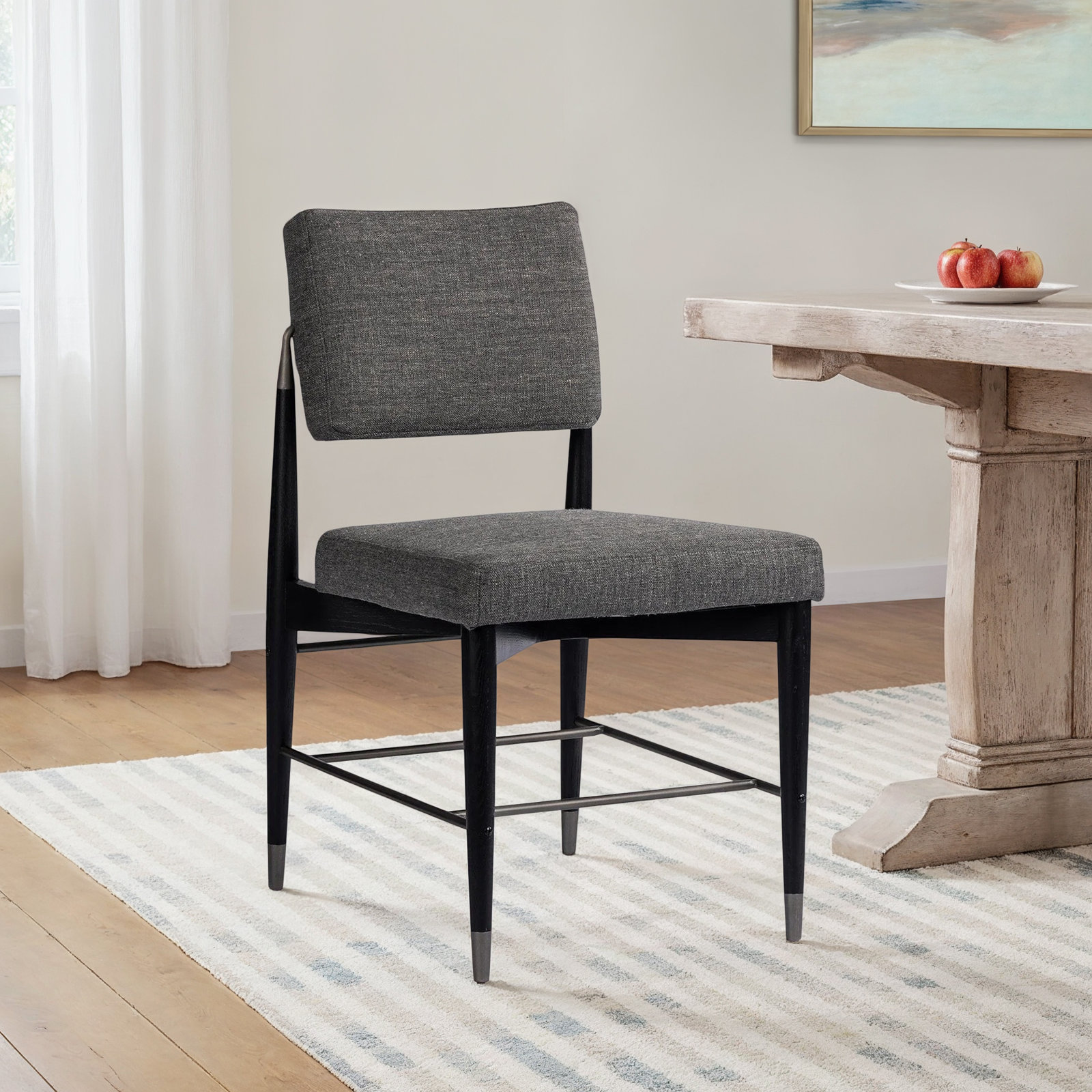 Kasch Oak Dining Chair, Gray Fabric