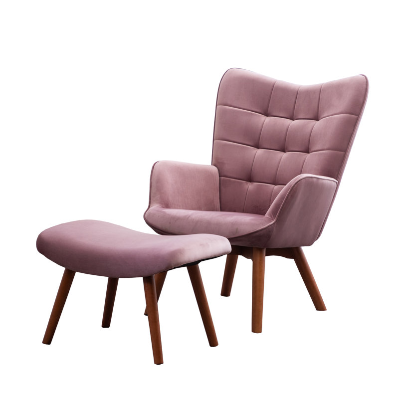 Chaise contemporaine en velours mauve avec - tissu, base en bois d'hévéa massif, capitonnage à boutons, garniture de passepoil, l 29,17 po x P 33 po x H 37 po, l 25,6 po x P 17 po x H 16,5 po, et assise, structure solide, diamant