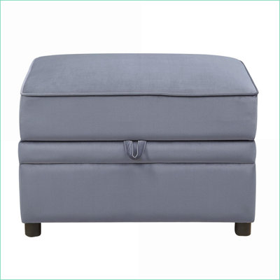 Ottoman, Slate Gray Velvet Contemporary Storage for Living Room | Wood | Rectangle