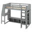 Lit mezzanine en bois avec bureau, étagères à rangement multiples, DEL et portemanteau suspendu