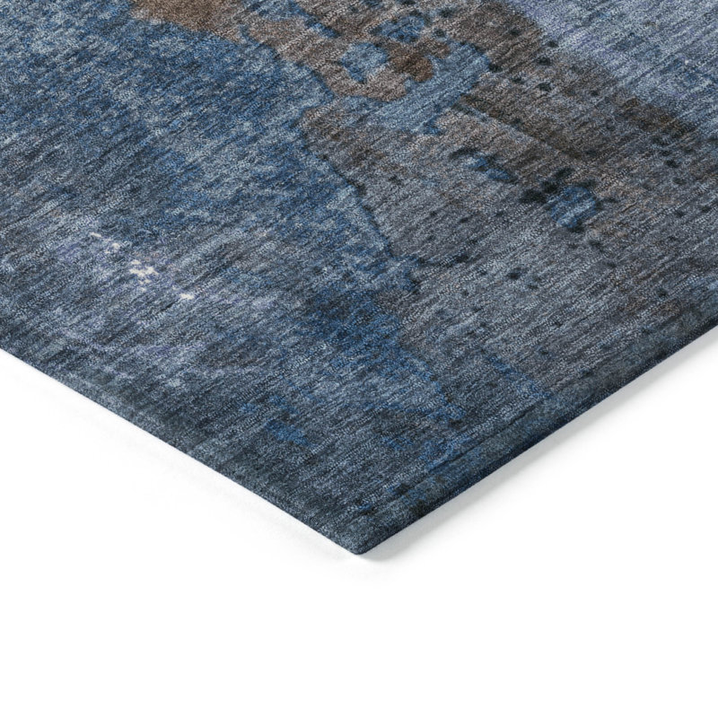Machine Washable Indoor/Outdoor Xhevrie Brown Rug, Round 8' x 8'