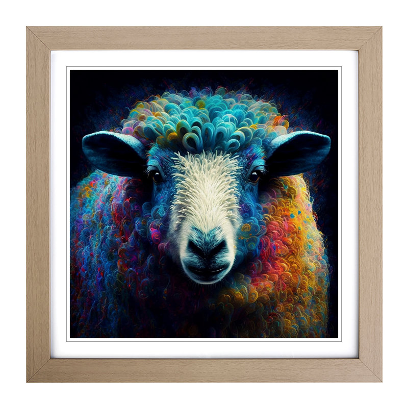 Sheep Expressionism No.1 - Framed Print, Oak
