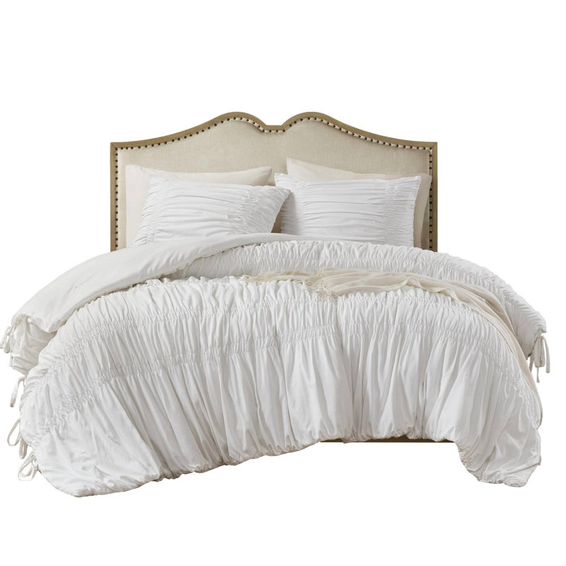 Édredon, chambre à coucher de style champêtre, détails romantiques, microfibre brossée, décor tout confort,, Blanc